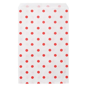 400 pc. 6 x 9 inch Red Polka Dot Flat Paper Bag, Merchandise Bags, Wedding Favor Bags, Party Favor Bags, Candy Bags, Goodie Bags