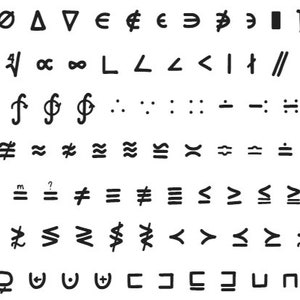 Símbolos matemáticos escritos a mano y fuente de letras griegas