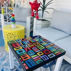 Color Factory Side Table: Modern Geometric Resin Art