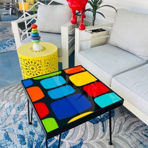 MOD Mosaic Resin Side Table with Hairpin Legs