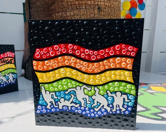 Pride Flag 10in x 10in              Dance Party                          (Inspired by Keith Haring)