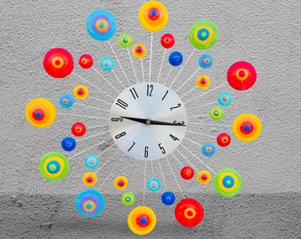 Mid Century Modern Starburst Wall Clock:                                                                         17in x 17in with Drops