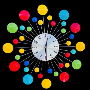 Wall Clock-Mid Century Modern- Solid Colors                                         17in x 2in x 17in Metal w/DROPS