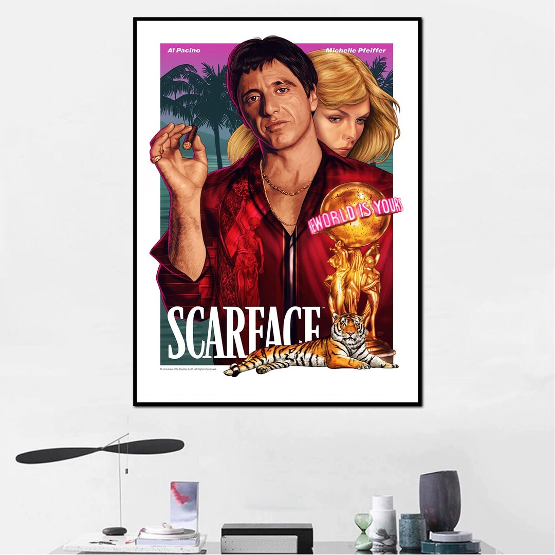Scarface Tony Montana Movie Poster Print Print Art Canvas Etsy