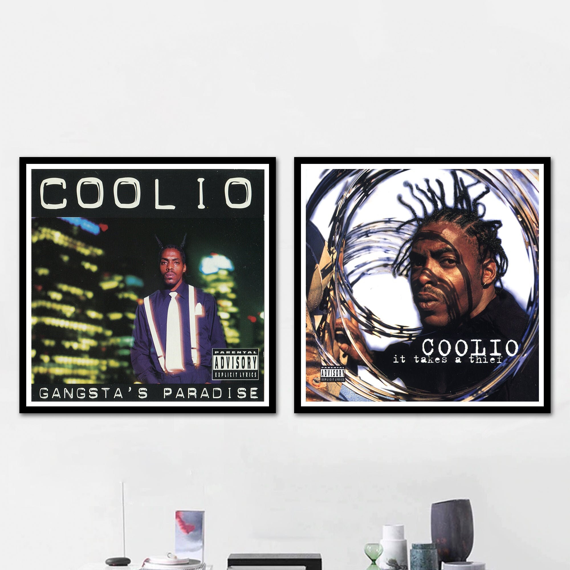 Coolio - Gangsta's Paradise // Lyrics // 90's // Rap // A3 // A4 // A5 /  Typography // Poster / Wall Art / Present / Print // Monochrome //