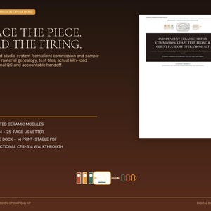 Ceramic Commission Workflow Templates | Pottery Glaze Test, Kiln Firing, Batch QC & Client Handoff | Editable DOCX PDF