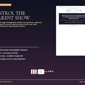 Theater Stage Manager Template Bundle | Rehearsal Report, Cue Sheet, Daily Call, Prop Preset & Performance Report | Editable DOCX PDF