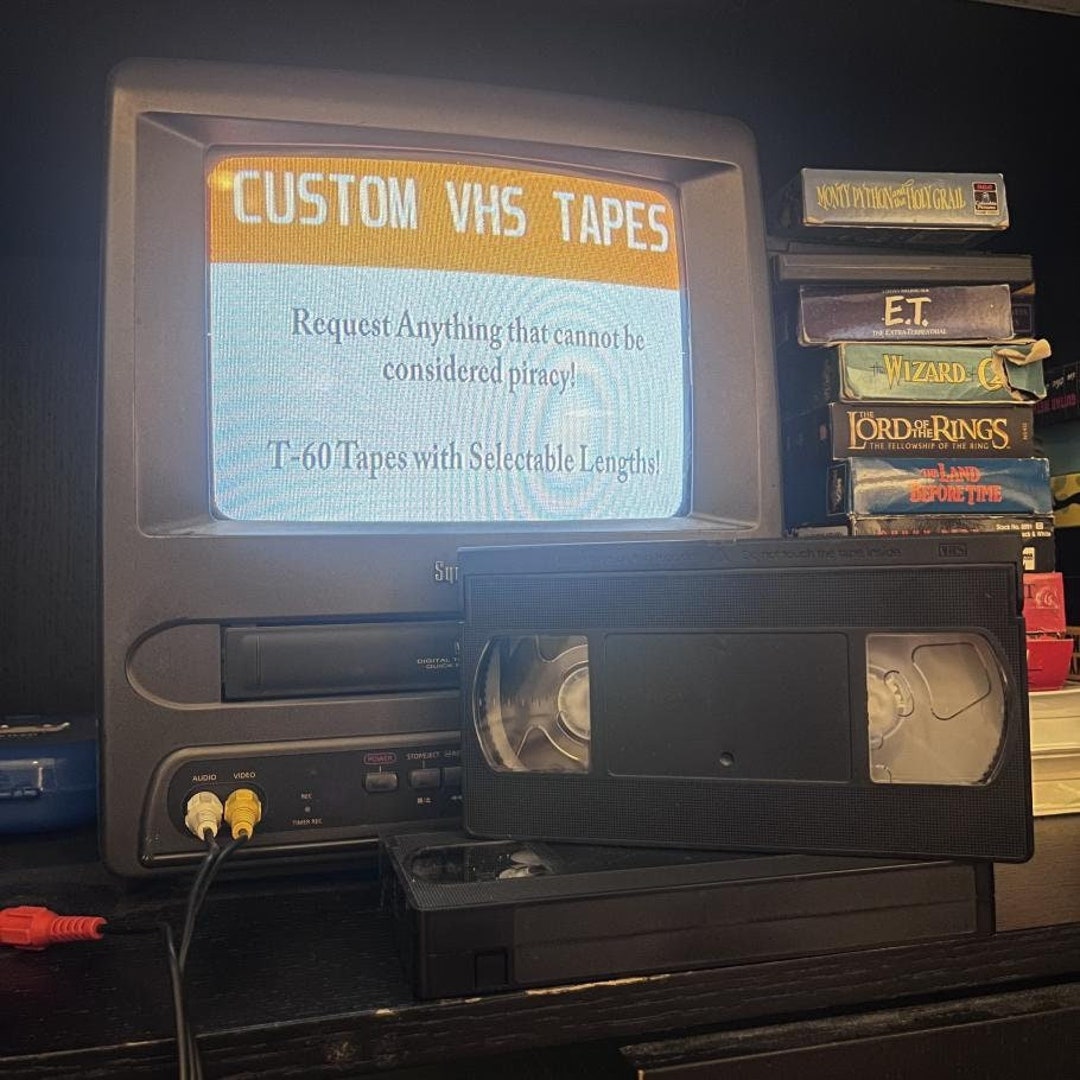 Custom VHS Tape, Customized, 1 Hour to 3 Hour Long Tape That You Can