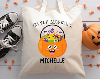 Personalized Halloween Tote Candy Monster Personalized - two sided with same design