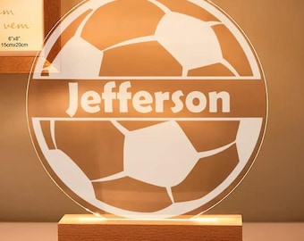Personalized Soccer Ball Round Acrylic Plaque Night Light, football custom name, soccer mom gift, teen gifts, soccer coach gift