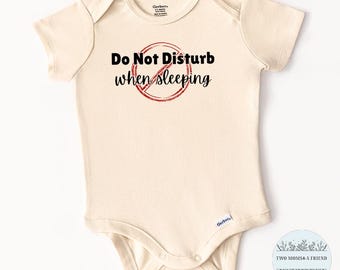 Do Not Disturb, baby sleeping Baby Onesie® Bodysuit, Natural Cotton, Baby Shower Gift, Announcement Gift, Newborn Boy Girl