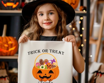 Personalized Halloween Tote Halloween Trick or Treat Tote Bag-Personalize with Custom Name