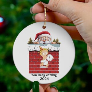 Neues Baby 2024 Ankündigung Keramik Ornament