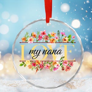 Glass Ornament, Christmas Tree Ornament, mom gifts, grandmother gifts, daughter gifts, niece gifts, neighbor gifts, love gifts, watercolor