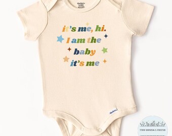 Hi It's Me Baby Onesie® Bodysuit, Natural Cotton, Baby Shower Gift, Announcement Gift, Newborn Boy Girl