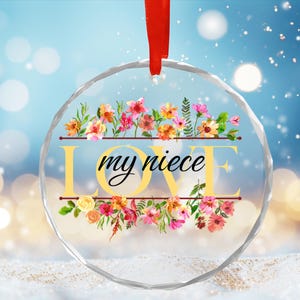 Glass Ornament, Christmas Tree Ornament, mom gifts, grandmother gifts, daughter gifts, niece gifts, neighbor gifts, love gifts, watercolor