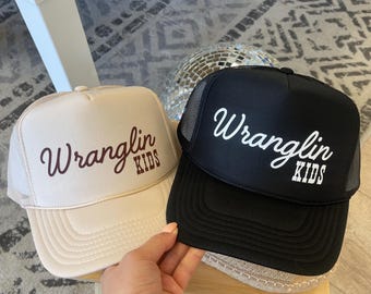 wranglin kids Trucker hat, mom trucker hat, western trucker hat