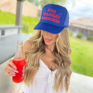 Star spangled hammered Trucker hat, 4th of july trucker hat