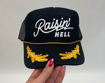Raisin' Hell Trucker Hat / funny trucker hat/ western hat/ trendy trucker hat