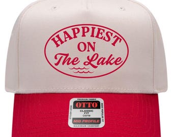 Happiest On The Lake Embroidered Trucker Hat