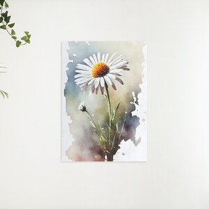 Daisy Poster Watercolor | Simple House Art | Digital Download Printable Wall Art