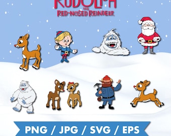 Vintage Animated Rudolph the Red Nosed Reindeer Christmas Graphics Pack Bundle | Clipart | Cricut | -EPS, SVG, PNG -Instant Digital Download