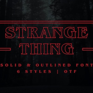 Strange Thing-typsnitt | OTF | Solid och konturerad typsnitt | 6 stilar | DIY