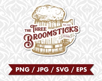 Three Broomsticks Hp Graphic | JPG, SVG, PNG | Cricut | Clipart | Instant Digital Download