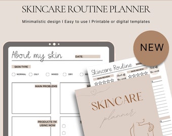 Skincare routine planner, Beauty planner bundle, skincare templates, goodnotes planner, ipad planner, skincare digital planner, templates