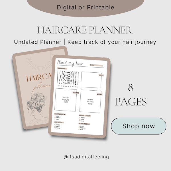 Haircare routine planner, hair planner bundle, haircare templates, goodnotes planner, ipad planner, hair care digital planner, templates