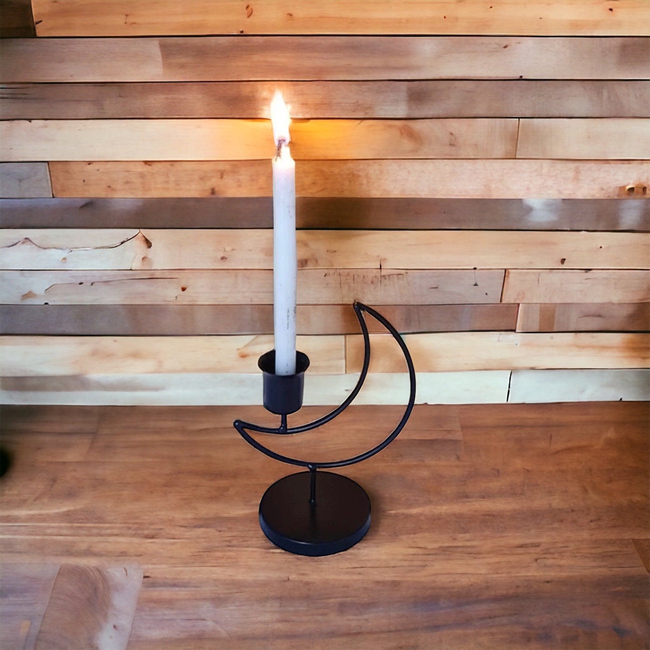 Moon Shaped Candle Holder / Pillar / Gold Black / Tealight Bedroom ...