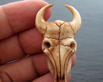 Buffalo Bone Bison Skull– Hand Carved Steer Skull with Horns P461