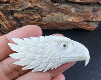 Hand Carved Bone Eagle Head Pendant | Tribal Bird Totem Carving | Natural Bone Jewelry Supply | Power Symbol Charm P169