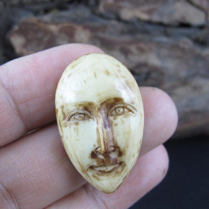 Carved Oval Buffalo Bone Oval Face - Etsy