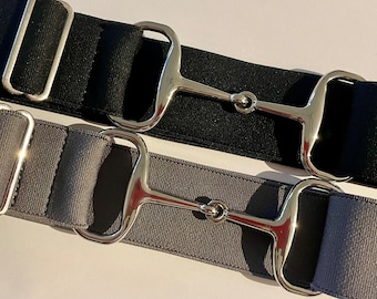 Dielianyi 2PCS 1.5-inch Elastic Equestrian Belt With Horse Bit Buckle