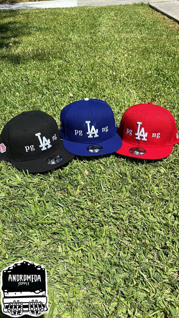 Kendrick Lamar Fitted snapback LA Hat Pglang Authentic Dodgers New Era Royal Blue black and Red Etsy