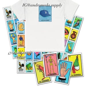 Loteria-kaartspel-t-shirt met doyers-hoed als printkaartspel op de voorkant old school, spaans, latino meerdere maten beschikbaar, op Dodgers geïnspireerd