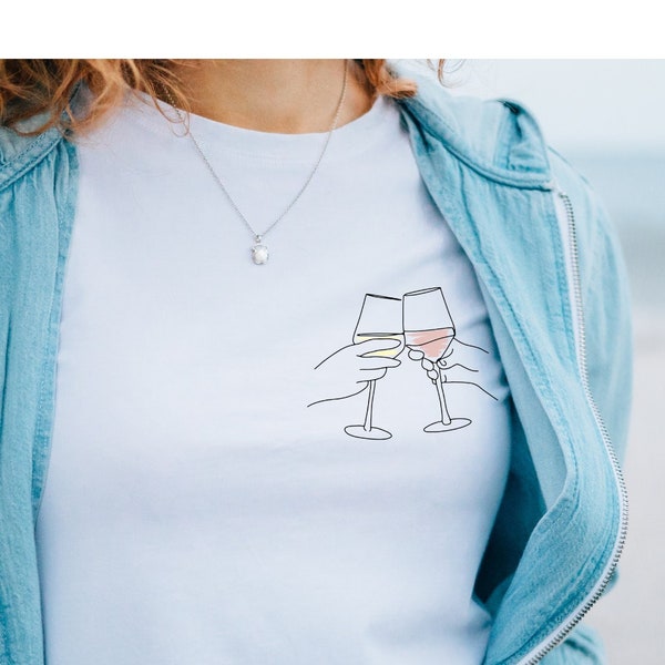 T-Shirt Wine Verres de Vin chemise au design minimaliste cadeau idéal pour amateur de vin