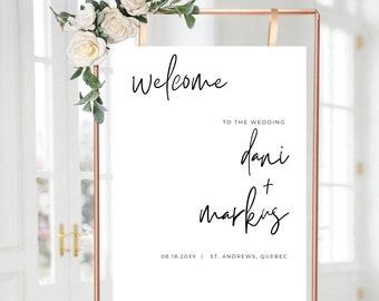 Wedding Welcome Sign Template | Minimalist Wedding Welcome Sign | Modern Wedding Welcome Poster | Boho Wedding Sign | Editable Template4| M1