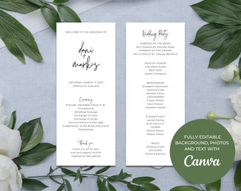 Minimalist Wedding Program | Order of Service | Printable Ceremony | Modern Wedding Program | We Do | Editable Template | 1 |  M1