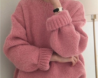 10 Color Sweater Pullover For Women - Knitting Oversize Long Sleeve - Loose Knitted - Outerwear Womens - Winter Sweaters - Cozy Knitwear