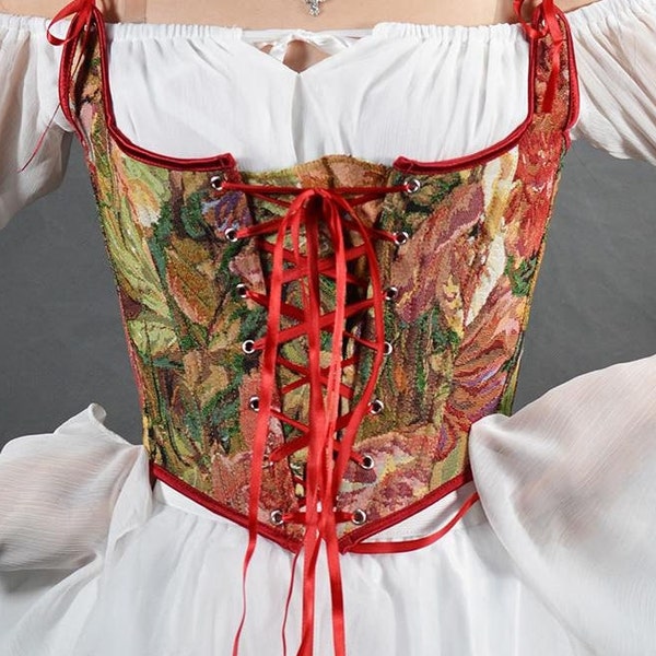 Vintage Embroidery Lace Up Bralete  Bustier Corset Wedding Party Cropped Top main image 1