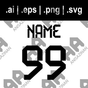 Custom Name & Number For Jersey (Argentina WC 2022) ai eps png svg | Personalize Argentina Jersey Name And Number | Instant Download