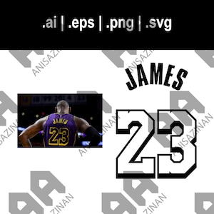 LeBron James Lakers 23 SVG: Jersey Number Cut File (Digital Download)