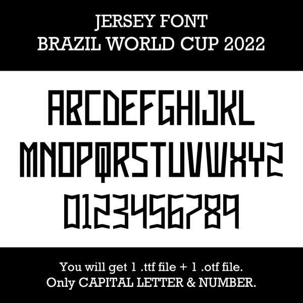 Brazil World Cup 2022 Jersey Font | Neymar Jr Jersey Font | Soccer Font | Sport Font | 1 TTF + 1 OTF File | Digital Download