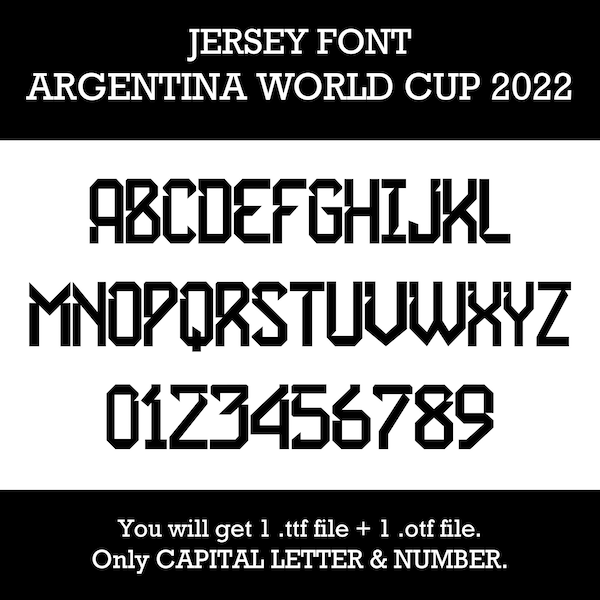 Argentinien WM 2022 Jersey Schriftart | Lionel Messi Jersey Schrift | Fußball Schriftart | Sport Schriftart | 1 TTF + 1 OTF Datei | Digitaler Download