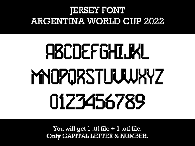 Argentina World Cup 2022 Jersey Font Lionel Messi Jersey Font Soccer Font Sport Font 1 TTF 1 OTF File Digital Download image 1