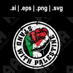 Stand With Palestine Tshirt Design svg png eps ai | Free Gaza | Free Palestine | Tshirt Design PNG | Instant Download