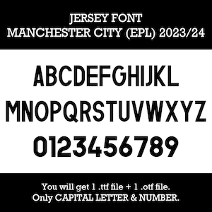 Manchester City 2023/24 Jersey Font (Digital Download)