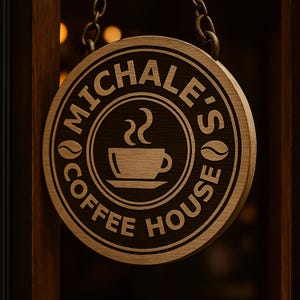 Personalized Coffee Bar | Coffee Shop Sign | Round Wooden Sign | Custom Wood Sign | Family Sign File ai eps svg png cdr dxf pdf